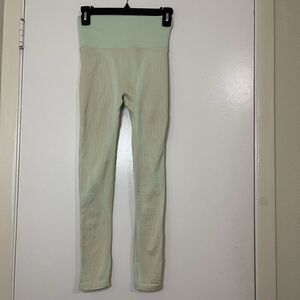 NWT NIKE YOGA dri-fit neon green ribbed high waist leggings size small